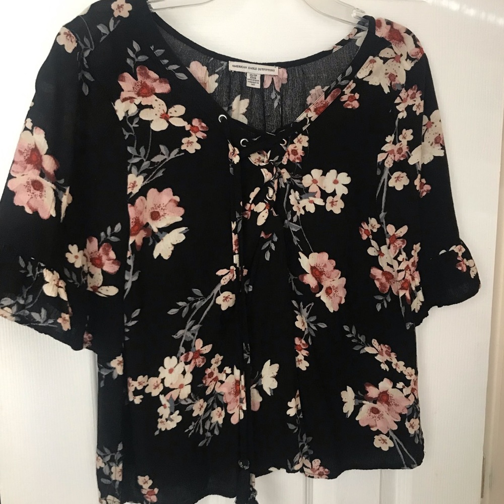 Black Floral Blouse